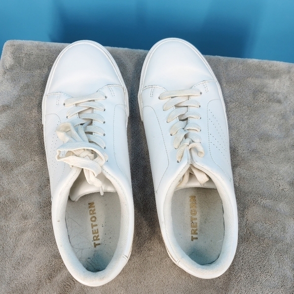 Tretorn white sneakers with gold sparkle heel 9.5 - Picture 2 of 11